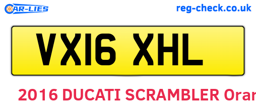 VX16XHL are the vehicle registration plates.