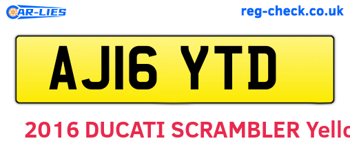 AJ16YTD are the vehicle registration plates.