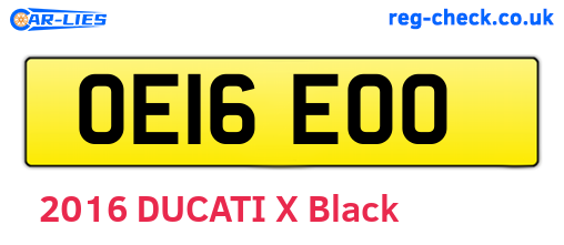 OE16EOO are the vehicle registration plates.