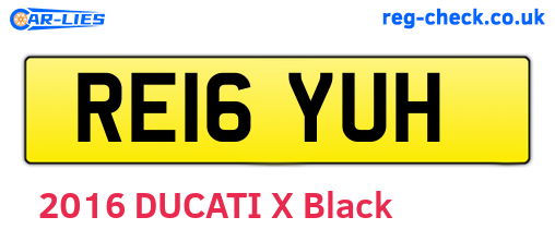 RE16YUH are the vehicle registration plates.