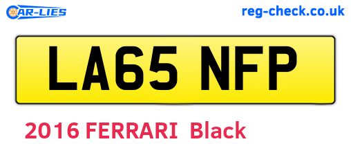 LA65NFP are the vehicle registration plates.