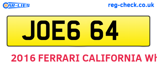 JOE664 are the vehicle registration plates.