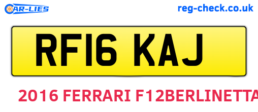 RF16KAJ are the vehicle registration plates.