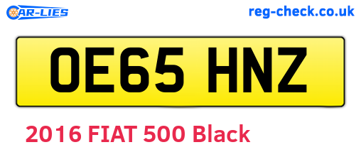 OE65HNZ are the vehicle registration plates.