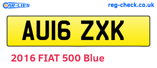 AU16ZXK are the vehicle registration plates.