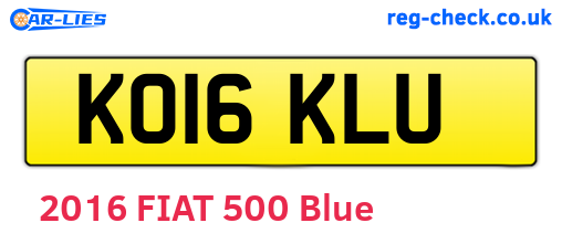 KO16KLU are the vehicle registration plates.
