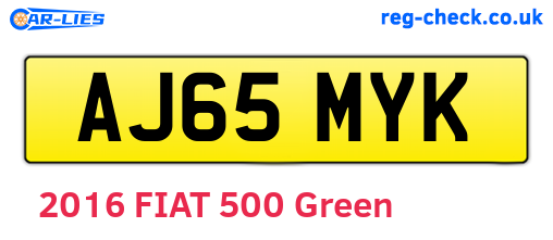 AJ65MYK are the vehicle registration plates.