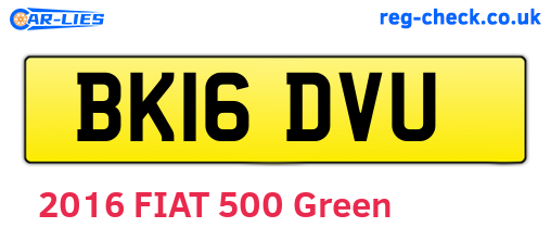 BK16DVU are the vehicle registration plates.
