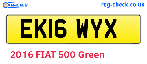 EK16WYX are the vehicle registration plates.
