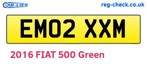 EM02XXM are the vehicle registration plates.