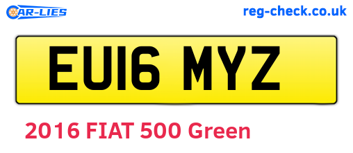 EU16MYZ are the vehicle registration plates.