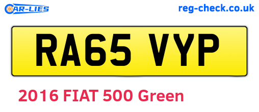 RA65VYP are the vehicle registration plates.