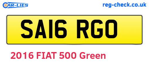 SA16RGO are the vehicle registration plates.