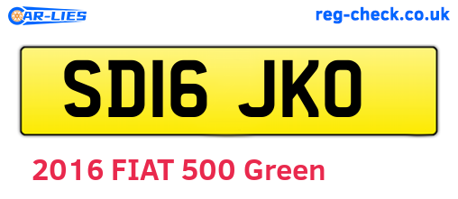 SD16JKO are the vehicle registration plates.