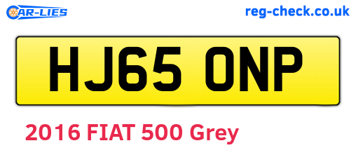 HJ65ONP are the vehicle registration plates.