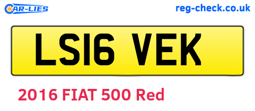 LS16VEK are the vehicle registration plates.