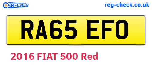RA65EFO are the vehicle registration plates.