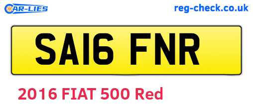 SA16FNR are the vehicle registration plates.