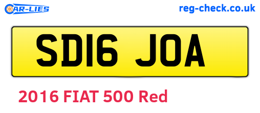 SD16JOA are the vehicle registration plates.