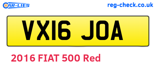 VX16JOA are the vehicle registration plates.