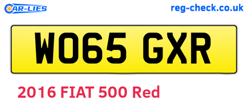 WO65GXR are the vehicle registration plates.