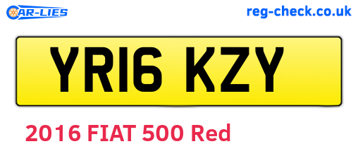 YR16KZY are the vehicle registration plates.