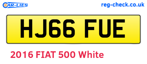 HJ66FUE are the vehicle registration plates.