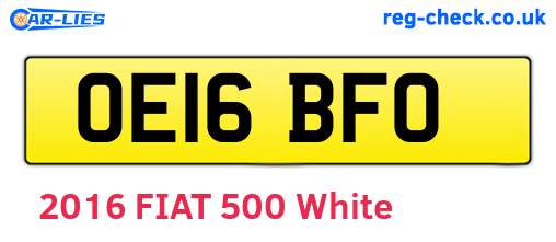 OE16BFO are the vehicle registration plates.