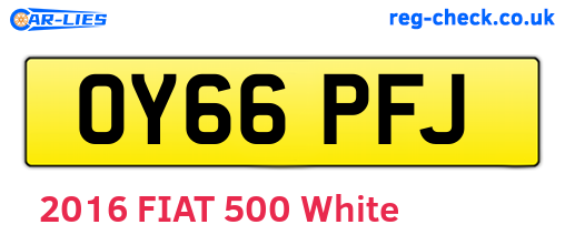 OY66PFJ are the vehicle registration plates.