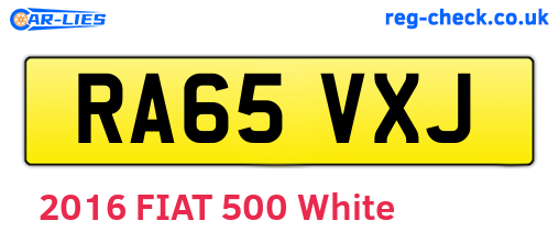 RA65VXJ are the vehicle registration plates.