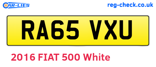 RA65VXU are the vehicle registration plates.