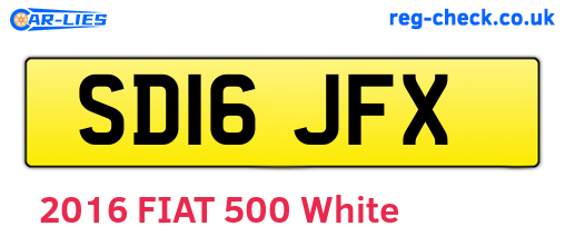 SD16JFX are the vehicle registration plates.