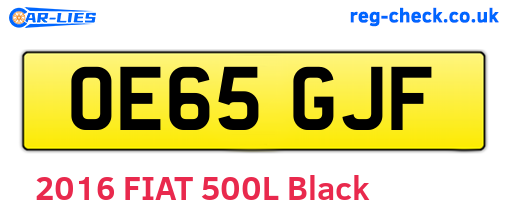 OE65GJF are the vehicle registration plates.