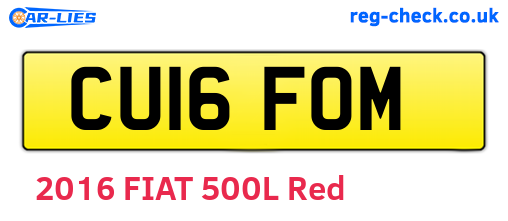 CU16FOM are the vehicle registration plates.