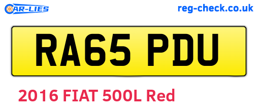 RA65PDU are the vehicle registration plates.