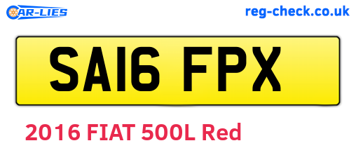 SA16FPX are the vehicle registration plates.