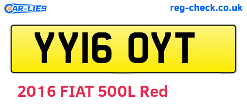 YY16OYT are the vehicle registration plates.