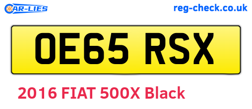 OE65RSX are the vehicle registration plates.