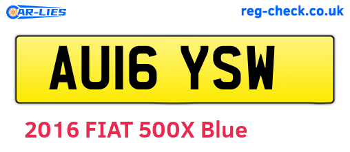 AU16YSW are the vehicle registration plates.