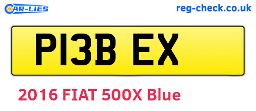 P13BEX are the vehicle registration plates.