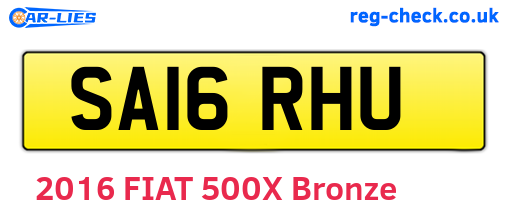 SA16RHU are the vehicle registration plates.