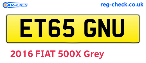 ET65GNU are the vehicle registration plates.