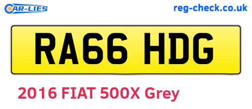 RA66HDG are the vehicle registration plates.