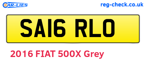SA16RLO are the vehicle registration plates.
