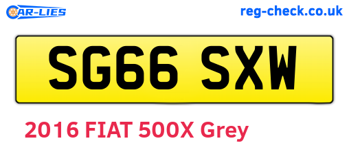 SG66SXW are the vehicle registration plates.