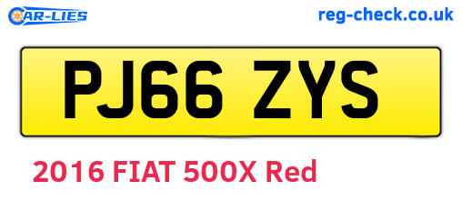 PJ66ZYS are the vehicle registration plates.