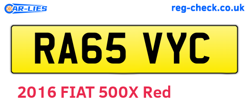 RA65VYC are the vehicle registration plates.