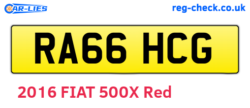 RA66HCG are the vehicle registration plates.