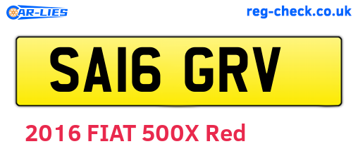 SA16GRV are the vehicle registration plates.