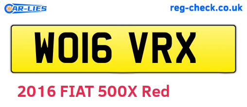 WO16VRX are the vehicle registration plates.